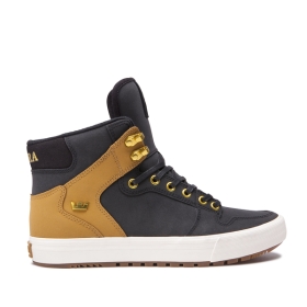 Mens Supra High Top Shoes VAIDER COLD WEATHER Black/Tan/bone | AU-49386